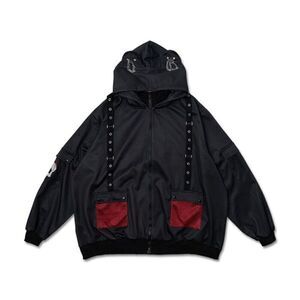 Gloomy Bear Emo Rave Punk Black Oversized Mesh Jacket XL